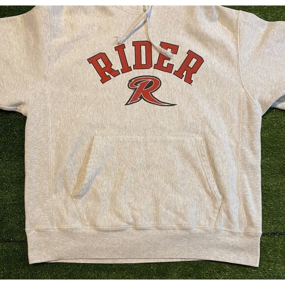 Rider Broncs hoodie mens large gray champion reverse weave sweatshirt NCAA RK - Picture 6 of 12